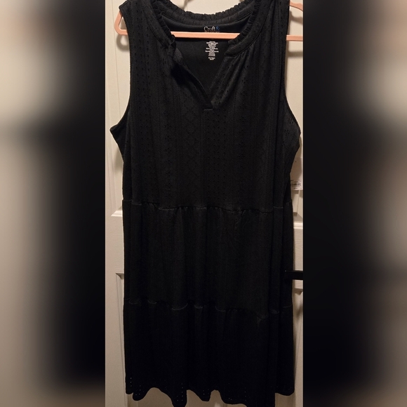 Croft & Barrow Black Sleeveless Sun Dress XL BOHO CHIC Mesh Knit Whimsy Goth - Picture 11 of 16